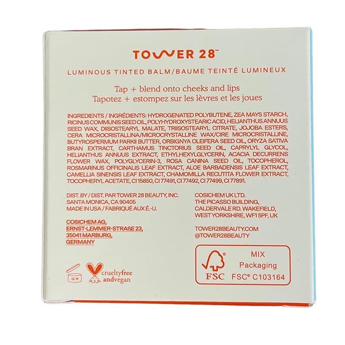 Tower 28 Beauty BeachPlease Cream Blush for Cheeks and Lips - Multi-Purpose Lip and Cheek Tint in Orange Blush - for Sensitive Skin β Color POWER HOUR, Luminous Finish