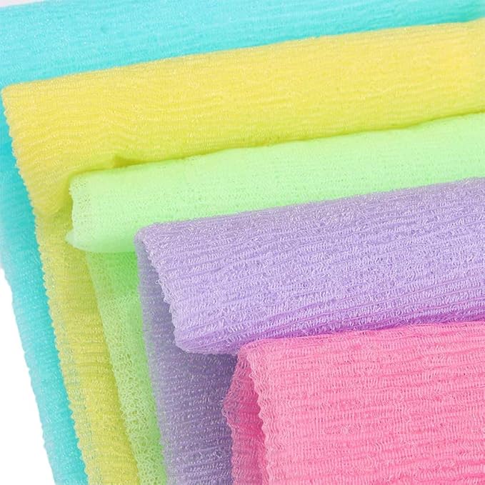 Leadigol 3PCS Exfoliating Washcloth Towel, Japanese Washcloth Nylon Beauty Skin Bath Wash Towel, Beauty Washcloth Sponge Loofah Body Scrubber, Mesh Bath Shower