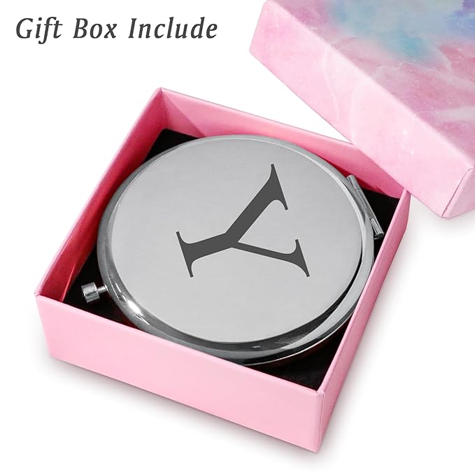 Personalized Gifts for Women Girls, Initial Compact Mirror, Unique Mothers Day Birthday Gifts for Friends Mom Wife Grandma Sister Daughter, 2025 Graduation Gifts for Her College Medical High School