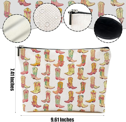 4pcs Western Makeup Bag, Western Gifts for Women Cosmetic Bag Cowgirl Gifts for Women Female Girls Sister BFF, Cowboy Boots Gift Christmas Birthday Gift, Cowgirl Stuff