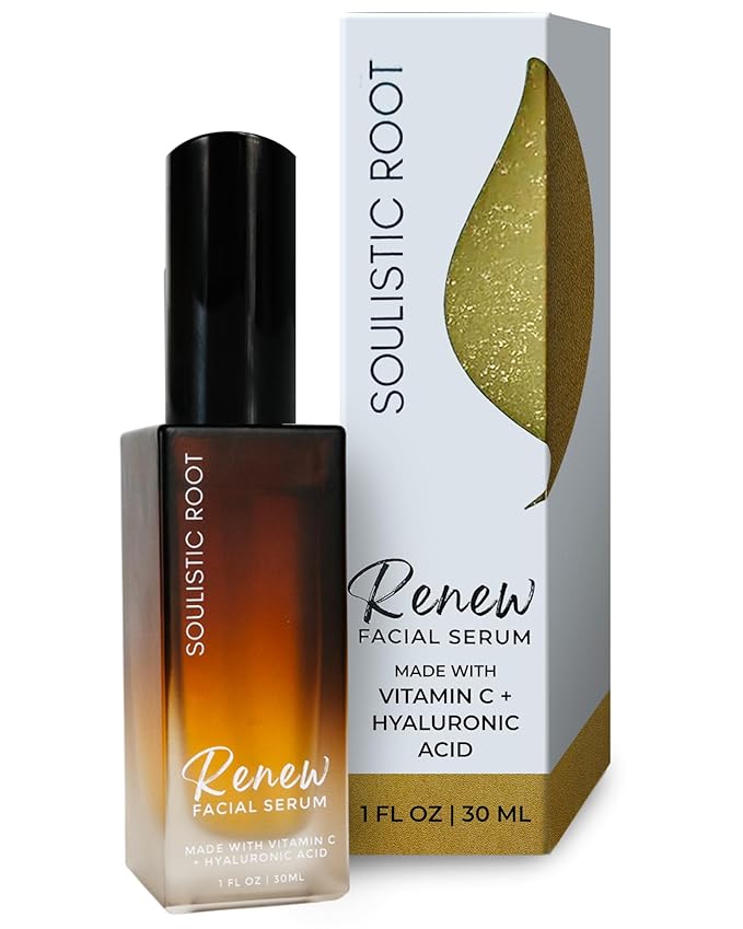 Renew Facial Serum w/Vitamin C & Hyaluronic Acid β Skincare Blend for Face, Sensitive Skin, Brightening Care, Vitamin C Serum for Dark Spots & Even Tone β 1 oz Bottle