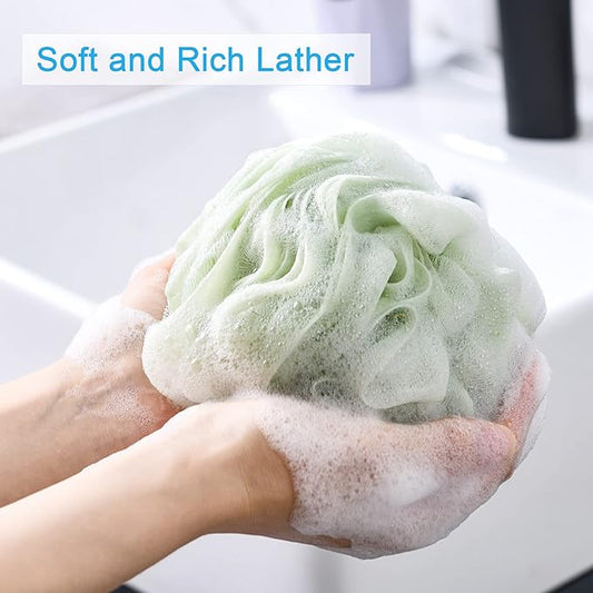 AmazerBath Loofah Sponge 75g/Piece, Exfoliating Bath Sponge Body Scrubber - Loofa Set of 4 Neutral Colors (Large)