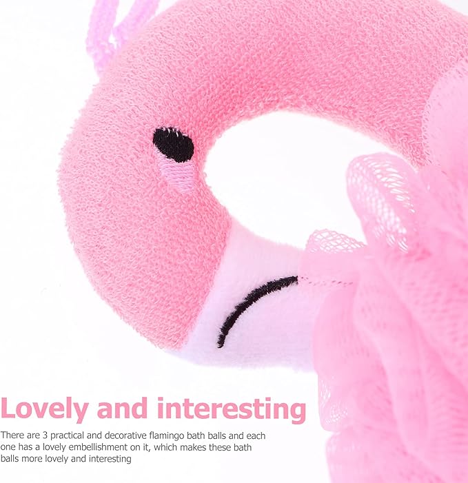 Beaupretty Loofah for Kids: Flamingo Loofah - Bath Sponges for Shower -Body Scrubber
