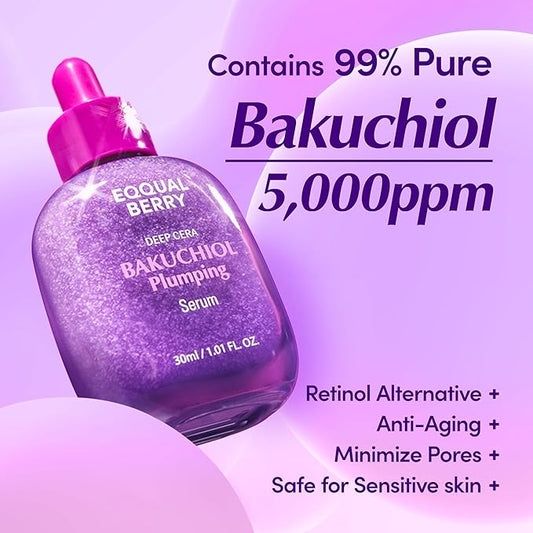 Bakuchiol Plumping Serum β Pore and Wrinkle Minimizer | Retinol Alternative for Sensitive Skin | Enhances Firmness and Elasticity with Ceramide, 1.01oz / 30ml