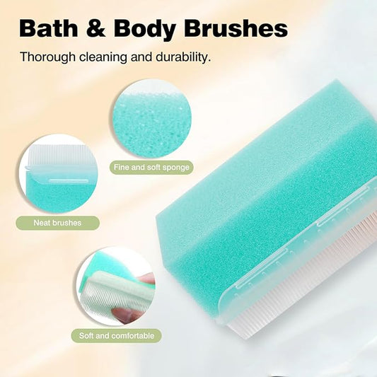 2PCS Cradle Cap Brush, Baby Bath Sponge - 2-in-1 Brush & Sponge for Scalp Treatment, Sensory Therapy, and Bath Time Care