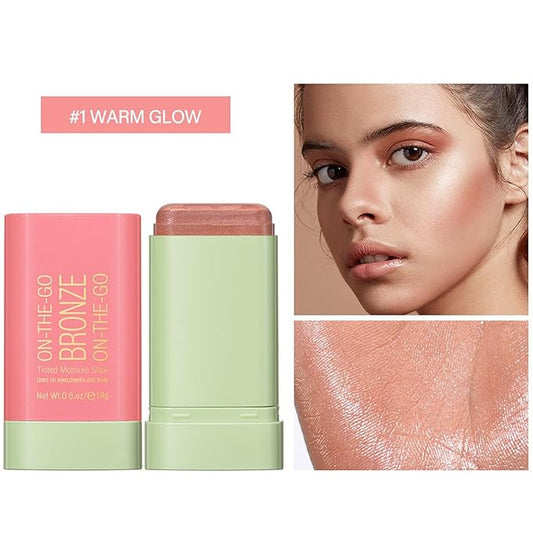 Mysense Cream Bronzer Stick, Shimmer Face Highlighter Stick, Buildable Highlight Contour Stick Makeup, Silky Smooth Formula for A Natural Radiant Look, 01 Warm Glow