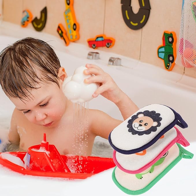 3 Pcs Children's Bath Sponge Foam Body Scrubber Soft Foam Scrubber Kids Shower Sponge Body Bath Sponge Frog Bath Sponge Scrubber Body Newborn Sponge Absorb Water Bathtub Baby
