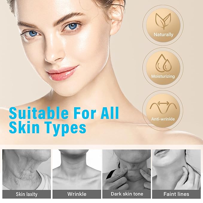 Neck Anti Wrinkle Patches, Natural Collagen Masks- Smoothing Wrinkles and Fine Lines, Moisturizing & Firming Pads for Tightening Skin, Invisible for Double Chin Neck Jowls, 5pcs