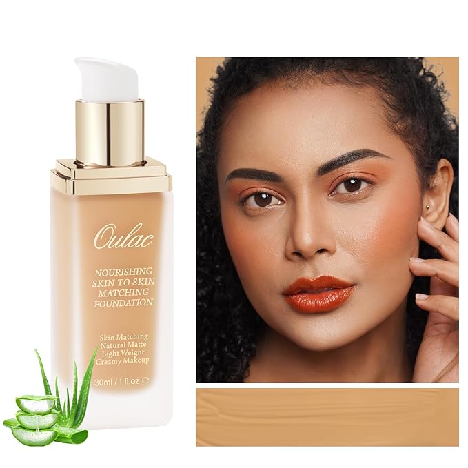 Oulac Foundation Make Up, Skincare Infused With Aloe Leaf And Vitamin E, Medium to High Coverage Liquid Foundation, Foundation Vegan 30ml, ShadeοΌTan 13