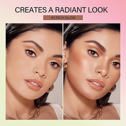 Mysense Cream Bronzer Stick, Shimmer Face Highlighter Stick, Buildable Highlight Contour Stick Makeup, Silky Smooth Formula for A Natural Radiant Look, 03 Rich Glow