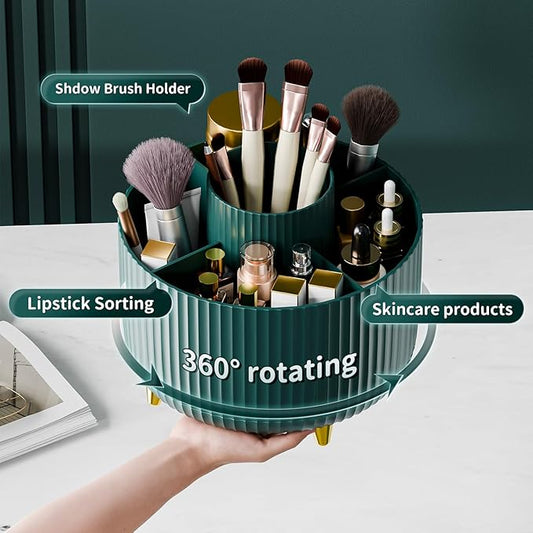 360Β° Rotate Makeup Brush Holder Organizer, Makeup Organizers Countertop, Makeup organization and Skincare Storage for Vanity, Desktop, Bathroom (Green)