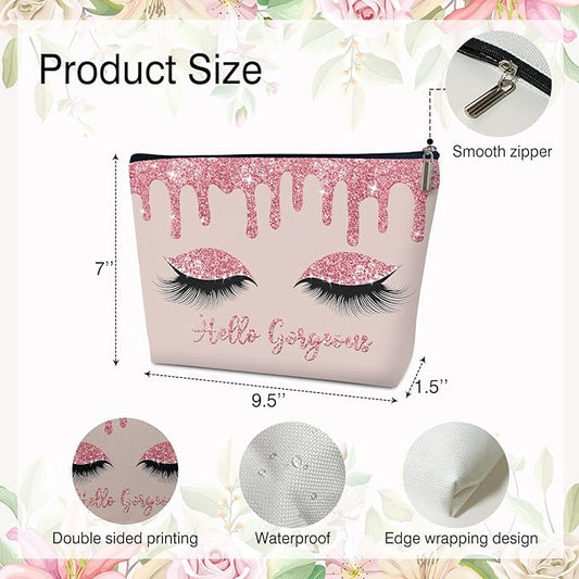 Makeup Bag - Hello Gorgeous, Inspirational Gift for Her, Women, Girl, Sister, Friend, Mom, Coworker, Glitters Eyeshadows Makeup Bag Purse, Toiletry Makeup Bag Pouch Travel Accessories -14