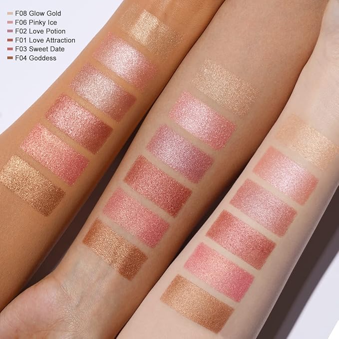 Oulac Luminous Blush Makeup Glow Coral Gold|Subtle Shimmery Creamy Powdery Blush Highlighter Cheek| Pigmented&Blendable | Light to Medium Skin Tone| Vegan & Cruelty-Free| 4.8g F03 Sweet Date