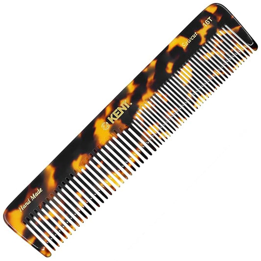 Kent 16T TY Fine Tooth and Wide Tooth Comb for Daily Grooming, Handmade Styling Comb for All Hair Types, Styling and Detangling Combs for Men and Women