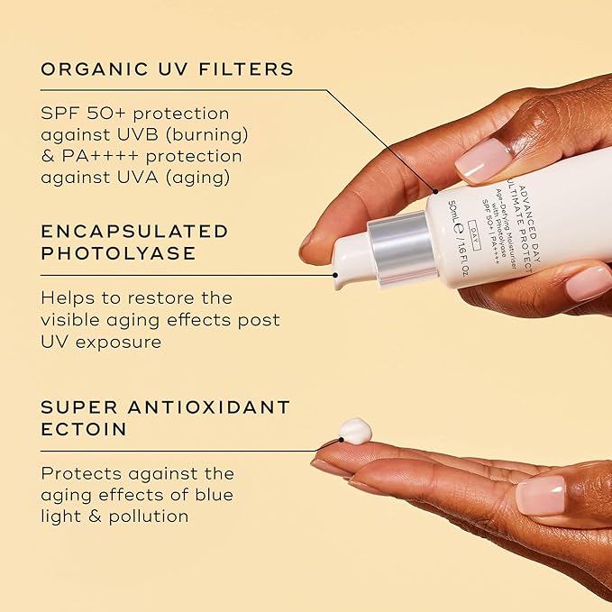 Medik8 Advanced Day Ultimate Protect - Daily Face Moisturizer with Hyaluronic Acid - SPF 50 UVA/UVB Sunscreen Protection - All Skin Types - 1.69 oz