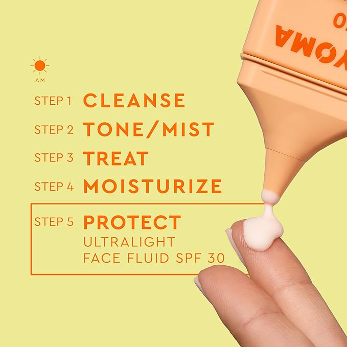 BYOMA SPF 30 Face Fluid - Ultra-Lightweight Facial Sunscreen for All Skin Tones - Luminous Glow, No White Cast - SPF Moisturizer Strengthens Skin Barrier - 1.69 fl.oz