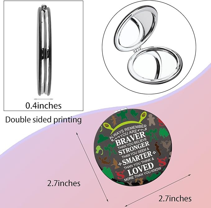 WSNANG Green Monster Musical Inspired Makeup Mirror Monster and Donkey Compact Mirror Musical Monster Fans Gift (Monster Mirror-T)