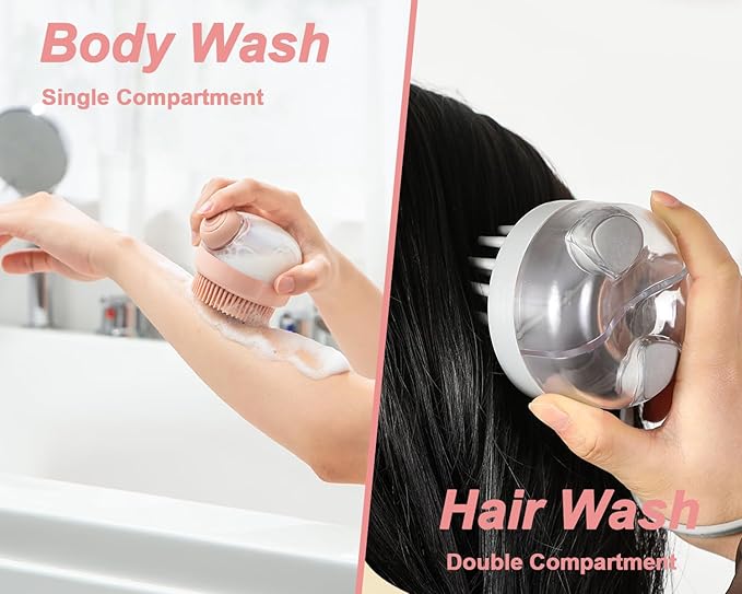Shower Brush for Body - Silicone Cradle Cap Brush - 2-in-1 Soft Bath with Bubbler 2PCS