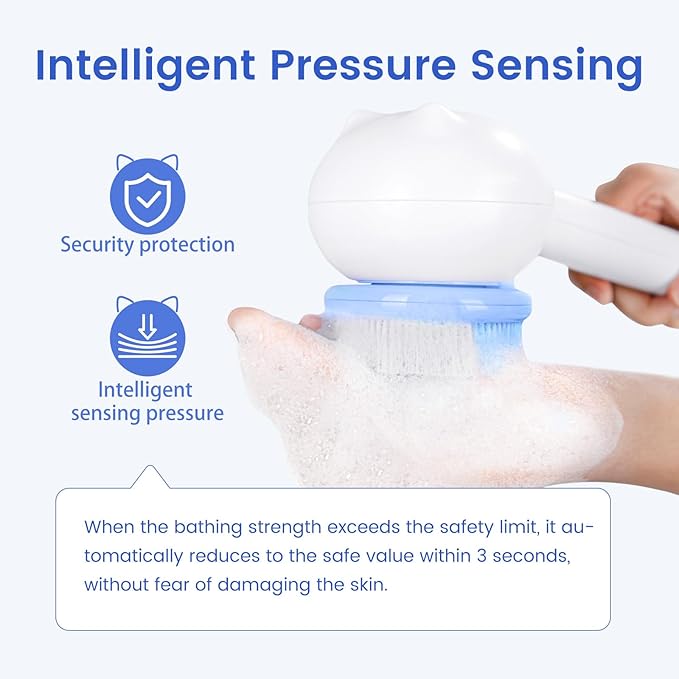 Electric Shower Brush for Body Back Scrubber, Automatic Body Scrubber, Rechargeable Bath Brush with 2 Heads, 3 Speeds & Waterproof, for Cleansing, Massaging, Exfoliating, Coconut Milk White