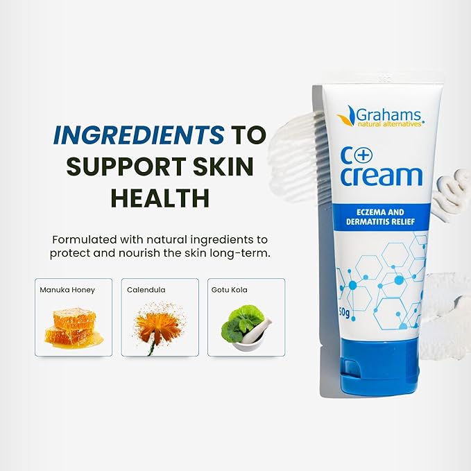 C+ Eczema Cream for Adults - Eczema Lotion for Extremely Dry Skin, Redness, Itch Relief & Dermatitis with Manuka Honey & Calendula | Clinically Proven & Steroid-Free (1 x 4.23oz)