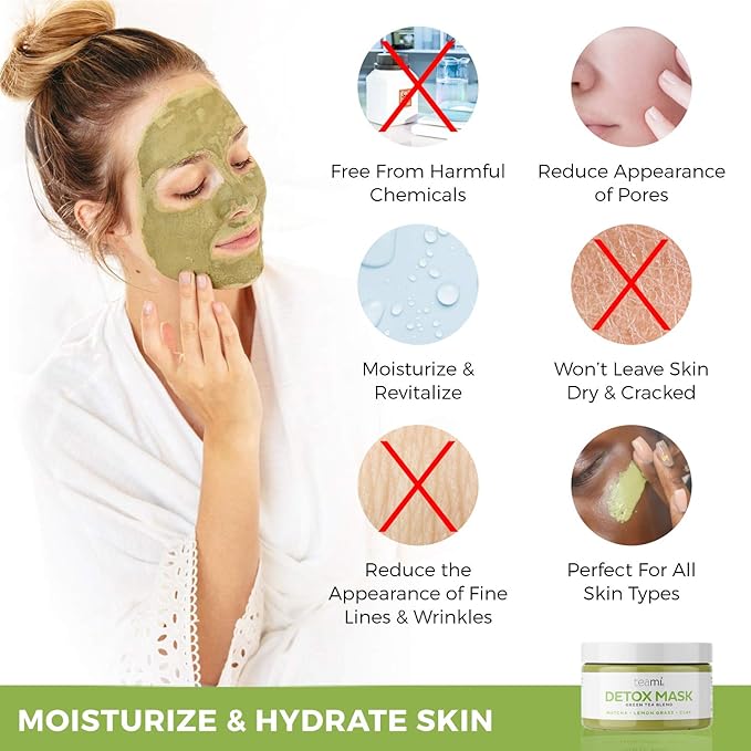 Teami Detox Face Mask for Hydraiting,Stick Mask Alternative Moisturizing & Purifying, Blackhead Remover Green Tea Mask Cleanse Mask reduces Acne & oil, Pore Minimizer Clay Mask for All Skin Types