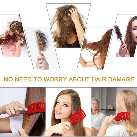 Detangling Brush, Curved and Vented for Wet or Dry Detangling Hair Brush for Men, Women & Kidsβ Long, Thick, Thin, Curly & Tangled Hair (Gold+Purple)