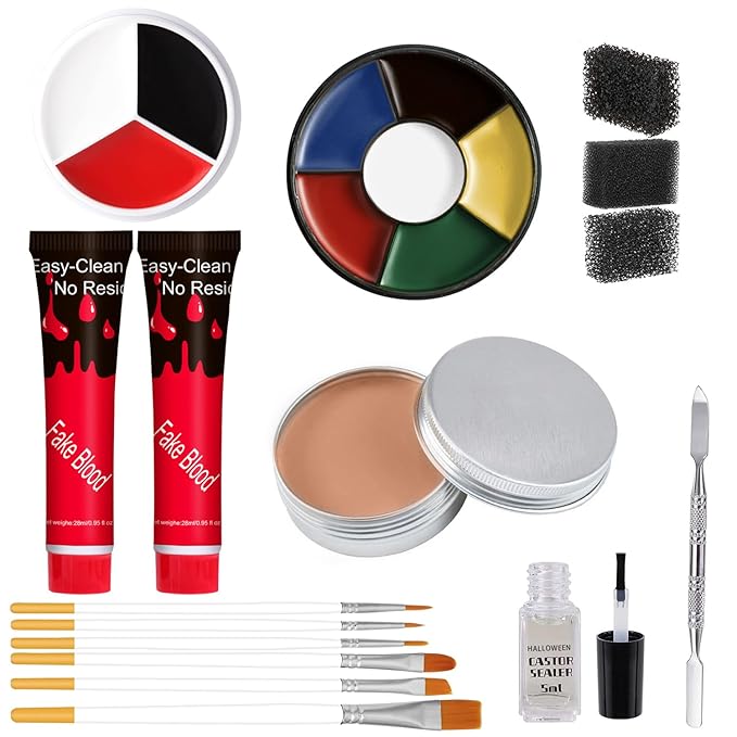 Kaynest Fake Blood Scar Wax SFX Makeup Kit - Fake Wound Modeling Scar Wax for Halloween Face Paint Stage Monster Zombie Vampire Special Effects Kit