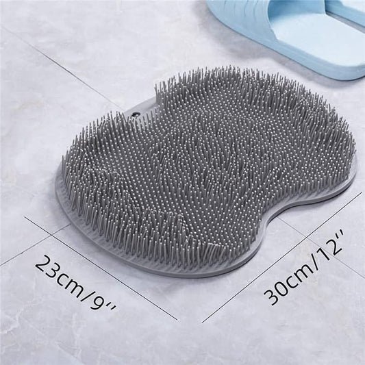 YVPSI Shower Foot & Back Scrubber, Wall Mounted Massage Pad, Silicone Bath Massage Cushion Brush with Suction Cups for Body Scrubber Improve Foot Circulation & Soothes Tired Feet (Blue+Grey)