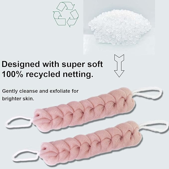 PPHAO - Back Scrubber for Shower - Bath Sponge - Long Loofah for Women - Bath Back Scrubber for Shower for Women - Loofah Sponge for Men - 21.5 INCH - Pink Loofah - 2 Pack