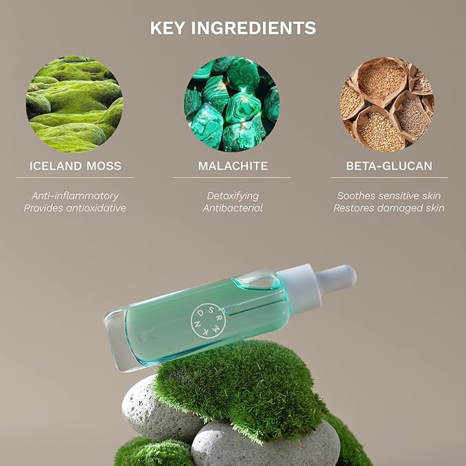 SERUMKIND Iceland Moss Serum - Soothing and Moisturizing Korean Face Serum 1.01 fl.oz. β Malachite, and Beta Glucan β Moisturize Flaky Skin - Vegan, Cruelty-Free, Unscented