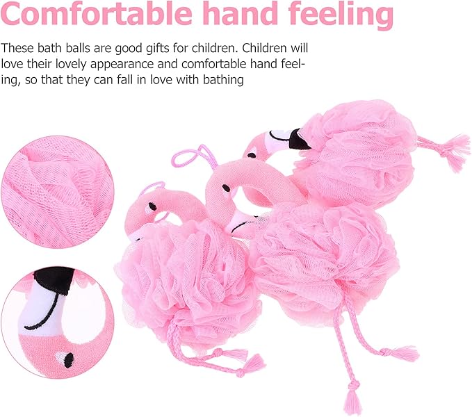 Beaupretty Loofah for Kids: Flamingo Loofah - Bath Sponges for Shower -Body Scrubber