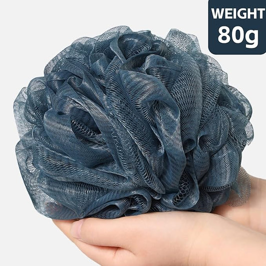 6-Pack 80g Shower Loofah for Men – Extra-Large Body Sponge with Triple-Tied Knots, High-Density Mesh, Rich Lather, Durable Exfoliating Pouf (Blue)