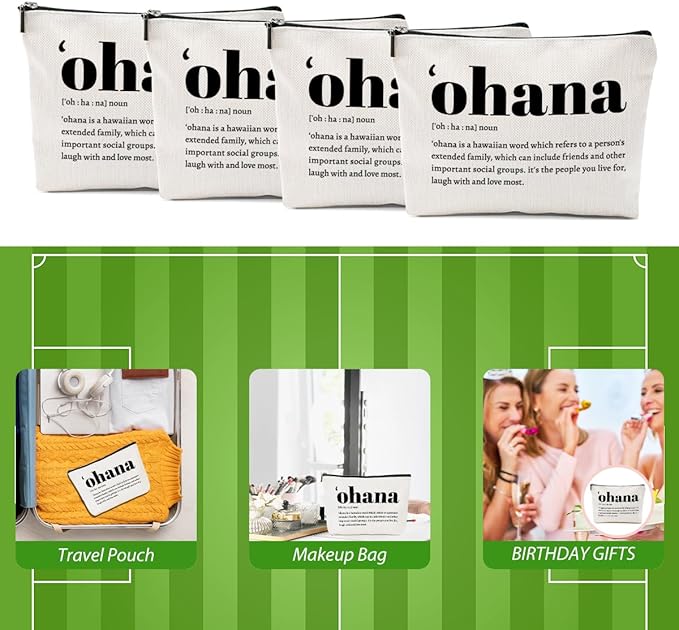 4pcs Hawaiian Inspirational Makeup Bag, Hawaiian Gifts Cosmetic Bag, Hawaii Souvenirs, Minimalist Thank You Gifts for Women Female Grandma Friend Wife Mom Sister