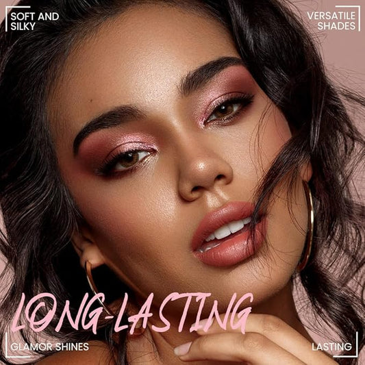 6-Color Pink Champange Brown Matte & Shimmer Eyeshadow Palette with Mirror β Highly Pigmented, Long-Lasting Eye Makeup for Artists & Creative Looks (01#