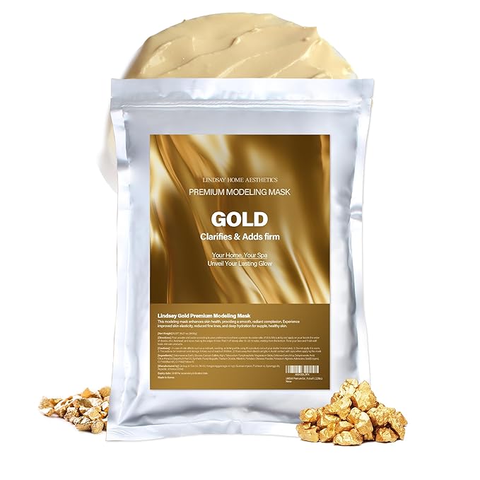 LINDSAY Premium Modeling Pack - Korean Skin Care Face Modeling Mask β Refreshing & Hydrating Face Mask Spa Facial Peel-off Mask (35.2 Ounce, Gold)