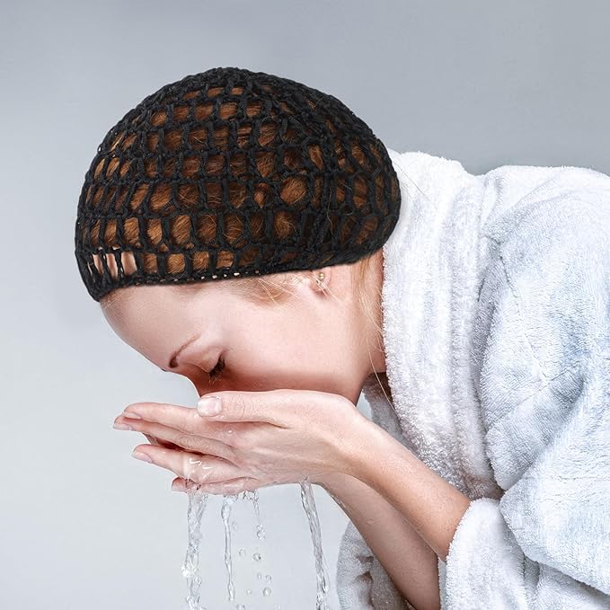 Geyoga 24 Pieces Mesh Crochet Hair Net Rayon Knit Snood Hat Cover Mesh Hair Wrap Thick Short Women Hairnet Snoods Cover Ornament for Sleeping