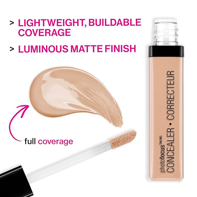 wet n wild Photo Focus Concealer, Light Honey, Under Eyes, Makeup, Blemish, Full Coverage, Lightweight