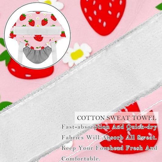 2 PCS Bouffant Cap with Button Ponytail Pouch Working Cap Sweatband Adjustable Surgical Cap Black and White Cow