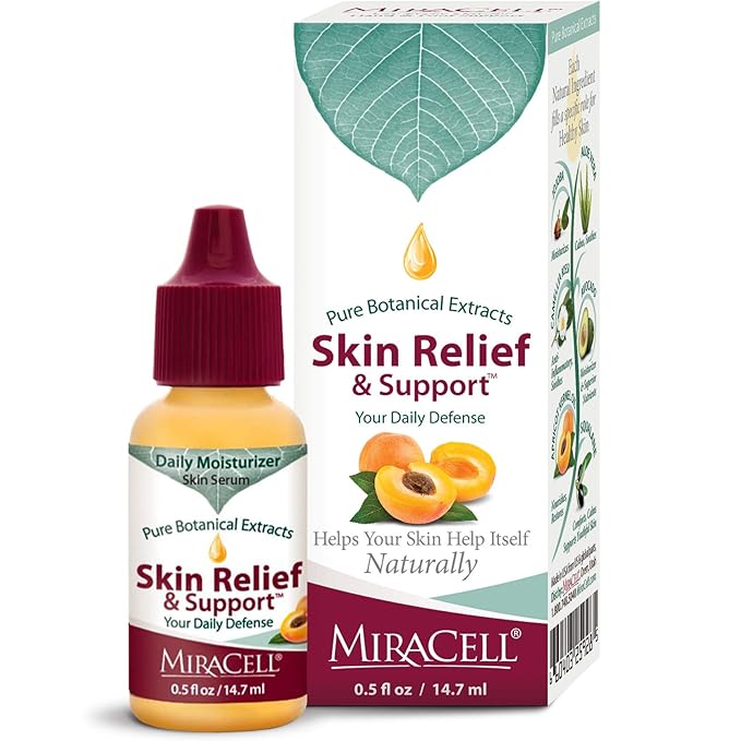 Miracell Skin Relief & Support Oil β Natural Face & Body Moisturizer with Apricot, Jojoba, and Vitamin E β Fast-Absorbing Hydration for Dry, Sensitive, or Rough Skin β 0.5 oz