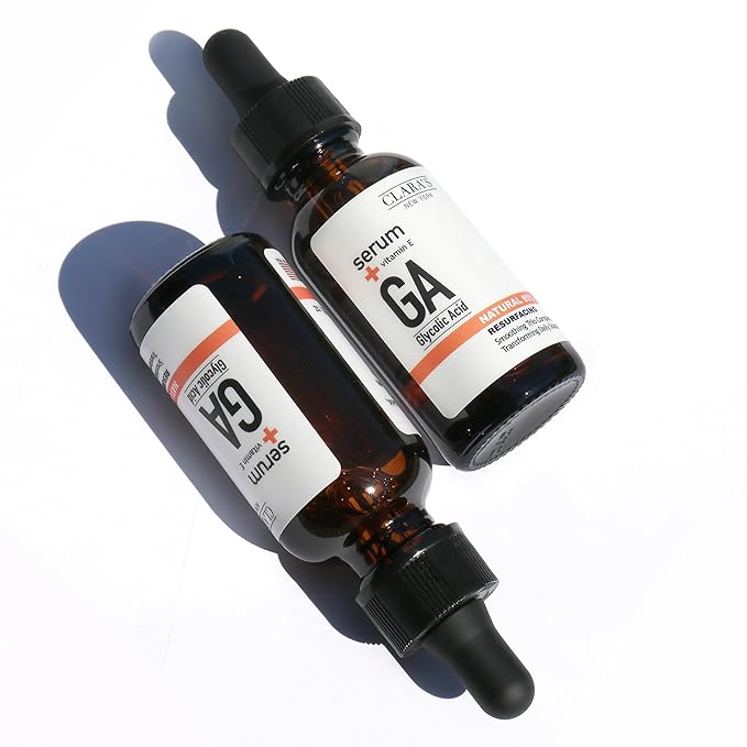 CLARA'S NEW YORK Glycolic Acid Facial Serum with Vitamin E β Exfoliating & Hydrating Face Serum for Smoother, Glowing Skin β 30ml / 1 Fl Oz β Made in USA