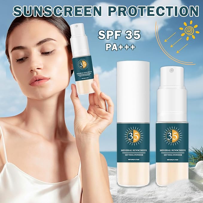 Mineral Sunscreen Powder for Face Spf Powder Sunscreen Setting Powder,Multi-purpose Scalp Sunscreen Powder,Oil Control Long Lasting Mineral Powder Sunscreen for Scalp & Hair, 01 Transparent