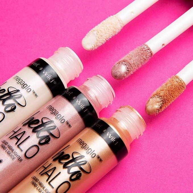 wet n wild MegaGlo Hello Halo Liquid Highlighter Makeup, Shimmer, Glow Halographic (Pack of 2)