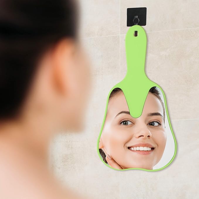 Annhua Hand Mirror Small Face Mirrors, Handheld Mirrors with Handle Tooth Shaped Mirror Tool for Dentist Clinic, Barber, Salon and Hairdreesing - Green