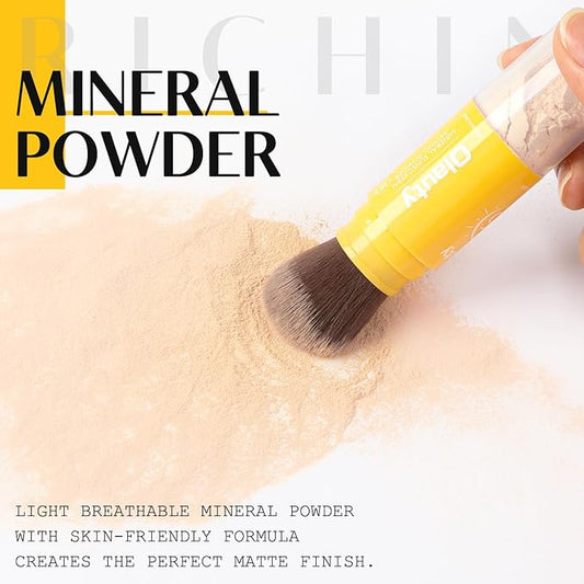 Brush On Mineral Sunscreen Powder, SPF 35 Face Powder Scalp Sunscreen, Natural Setting Powder Makeup, Face Sunblock Travel Size, Oil Control, Breathable for All Skin (Translucent, 1 pc/0.28 Ounce)
