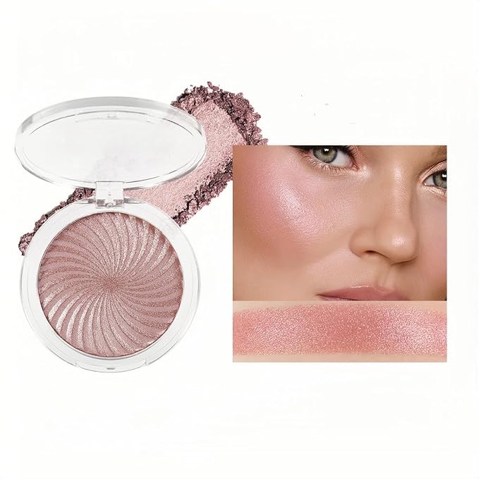 Shiny Face Highlighter Palette 6 Colors Shimmer Glow Finish Face Highlighter Powder Palette Long Lasting Sparkling Highlight Face Illuminator Makeup (Color 04)