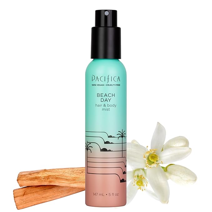 Pacifica Beach Day Hair Mist Perfume & Full Body Spray for Women - Body Mist Fragrance w/Bergamot, Orange Flower, Sandalwood, Amber, Musk & Suede Leather β Clean Beauty Alcohol-Free, Vegan 5 oz