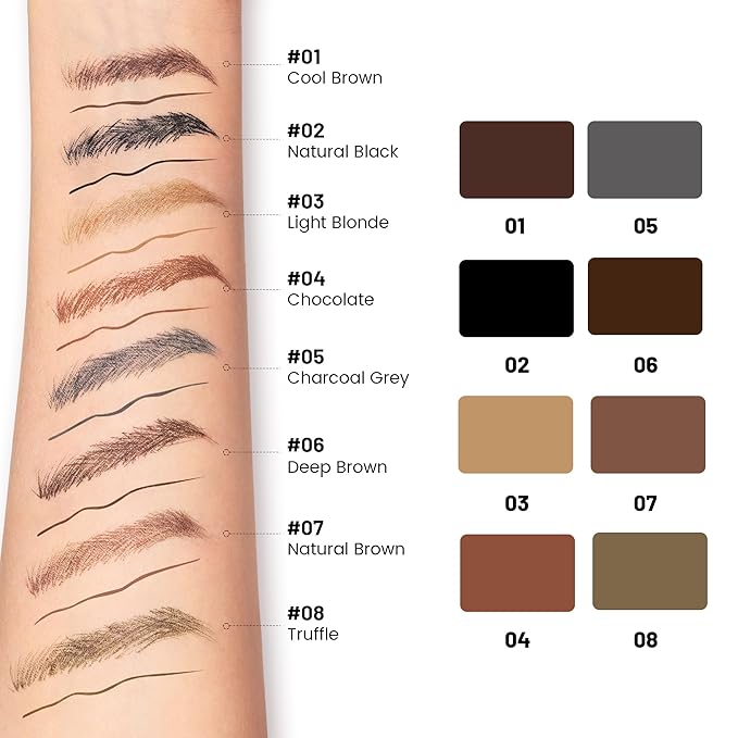 2-in-1 Dual Ended Microblading Eyebrow Pen & Eyebrow Brush,Waterproof 2-Fork-Tip & Precise Brush-Tip for Natural Hair-Like Brows, Perfect Eyebrows Make up,Last 24Hrs.