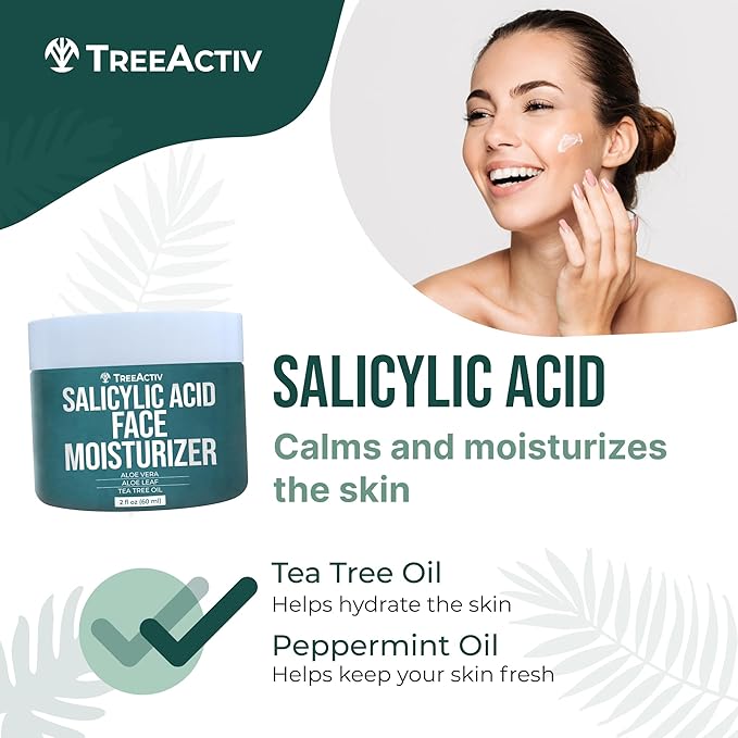 TreeActiv Acne Eliminating Face Cream | Best Natural Extra Strength Fast Acting Treatment for Clearing Facial Acne | Gentle Enough for Sensitive Skin, Adults, Teens, Men, Women | Tea Tree | 2 fl oz