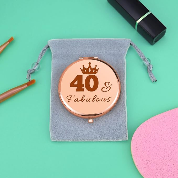 40th Birthday Gifts for Women 40 Year Old Birthday Gifts for Women Compact Makeup Mirror for Mom Wife Aunt Sister Funny 40th Birthday Gifts for Her Folding Makeup Mirror Turning 40 Gifts for Women