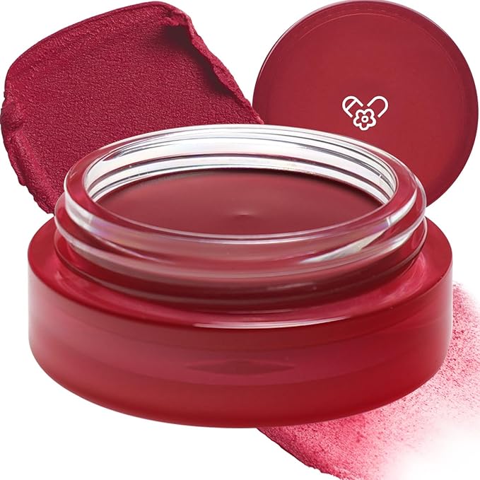 AOU FLOOFY MATTE BALM Tinted Balm Blusher for Lips and Cheeks 0.15Oz (06 Red Balm)